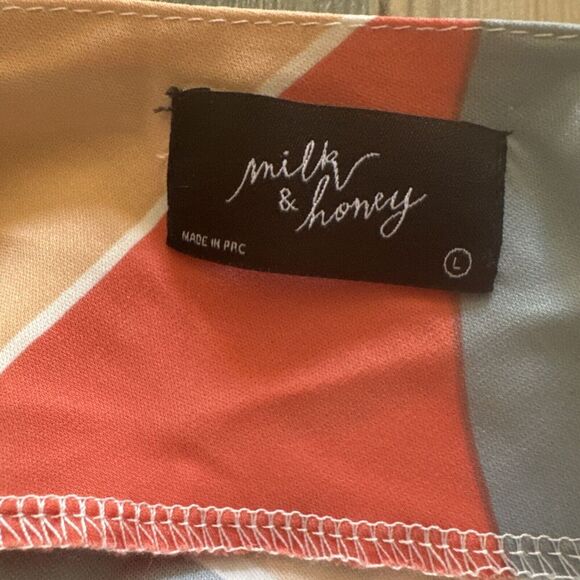 Womens Tank Top Sz Large Art To Wear 80s 90s Y2K Happy Cowl Neck Colorblock - Picture 6 of 7